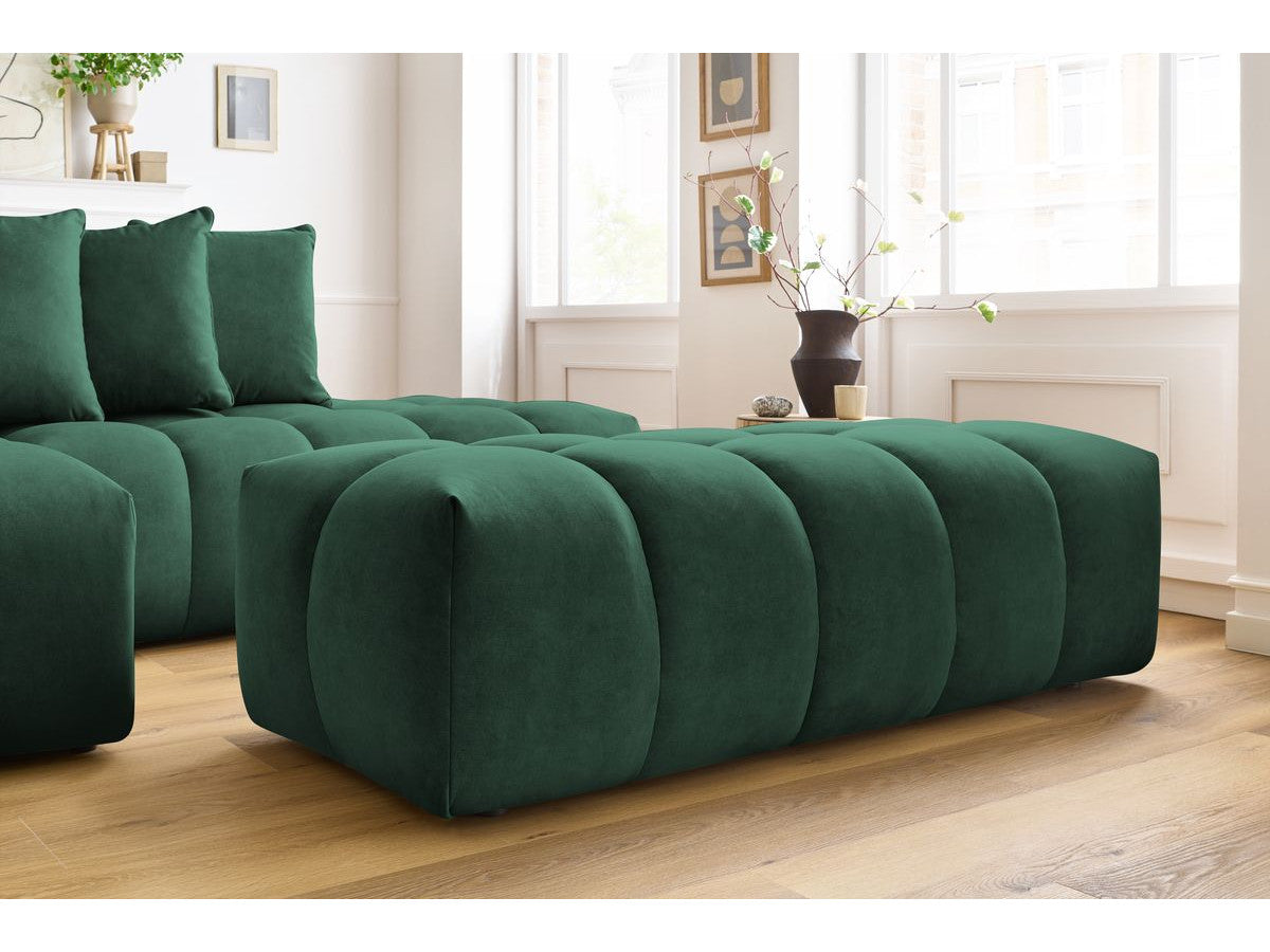 Canapé d'angle fixe MONT-BLANC velours avec pouf Angle gauche