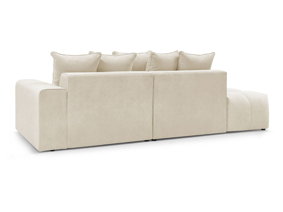 Canapé d'angle fixe MONT-BLANC velours avec pouf Angle droit