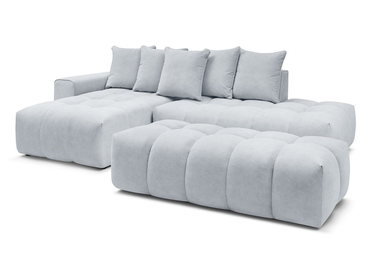 Canapé d'angle fixe MONT-BLANC velours avec pouf Angle gauche