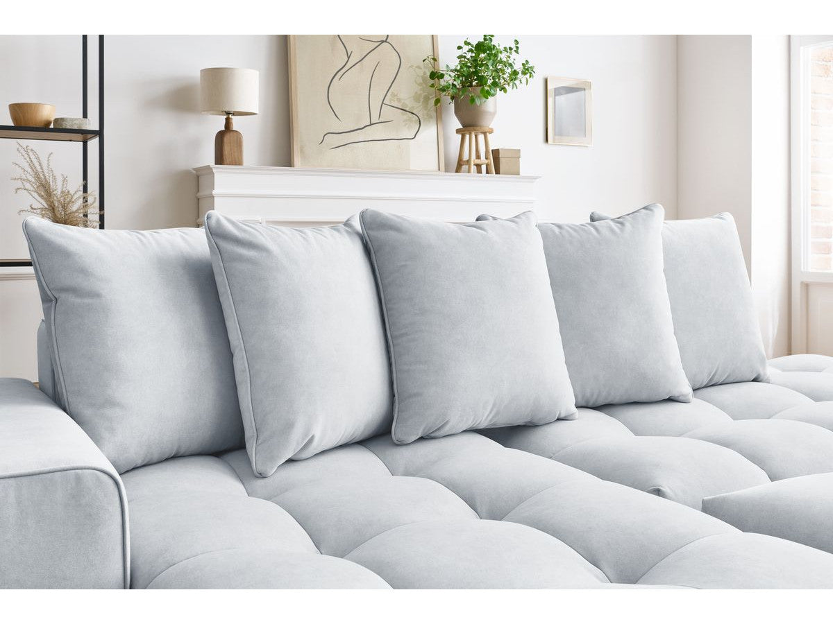 Canapé d'angle fixe MONT-BLANC velours avec pouf Angle gauche