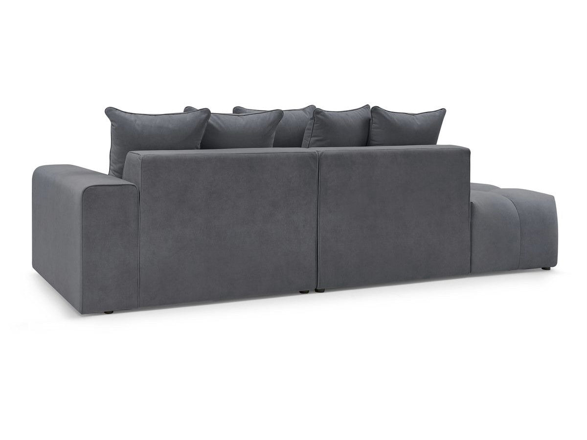 Canapé d'angle fixe MONT-BLANC velours avec pouf Angle droit