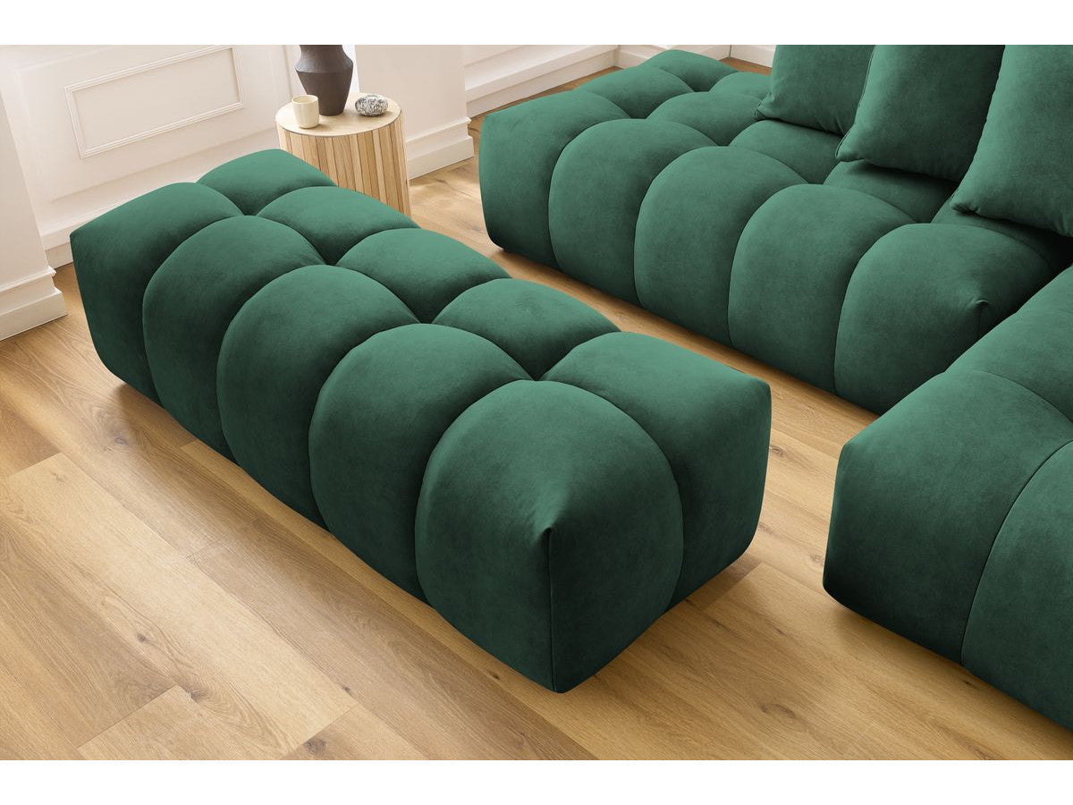 Canapé d'angle fixe MONT-BLANC velours avec pouf Angle droit