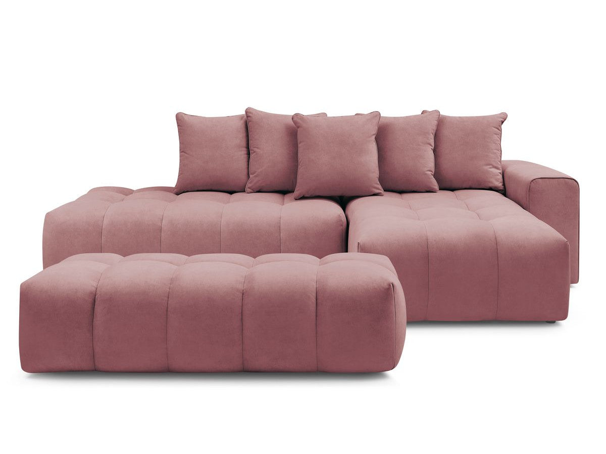 Canapé d'angle fixe MONT-BLANC velours avec pouf Angle droit