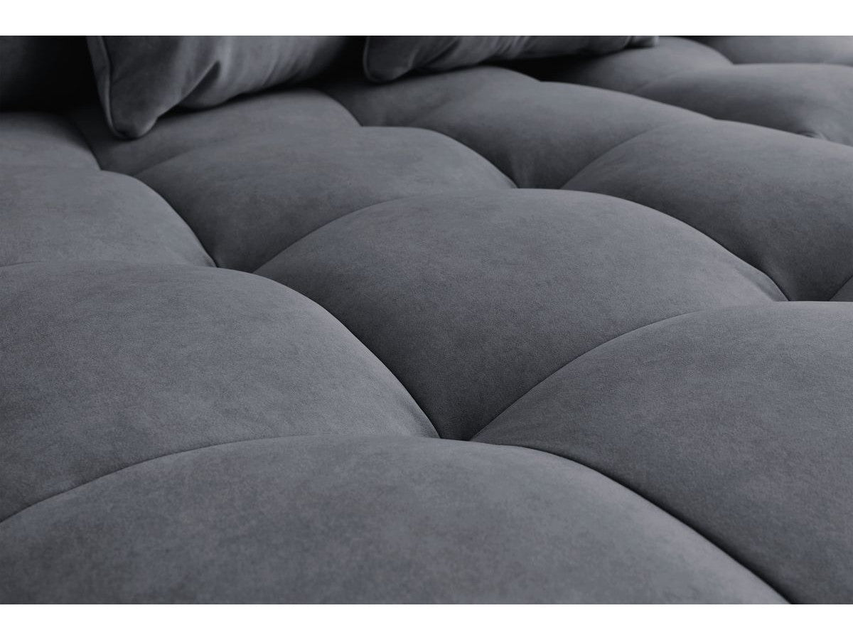 Canapé d'angle fixe MONT-BLANC velours avec pouf Angle gauche