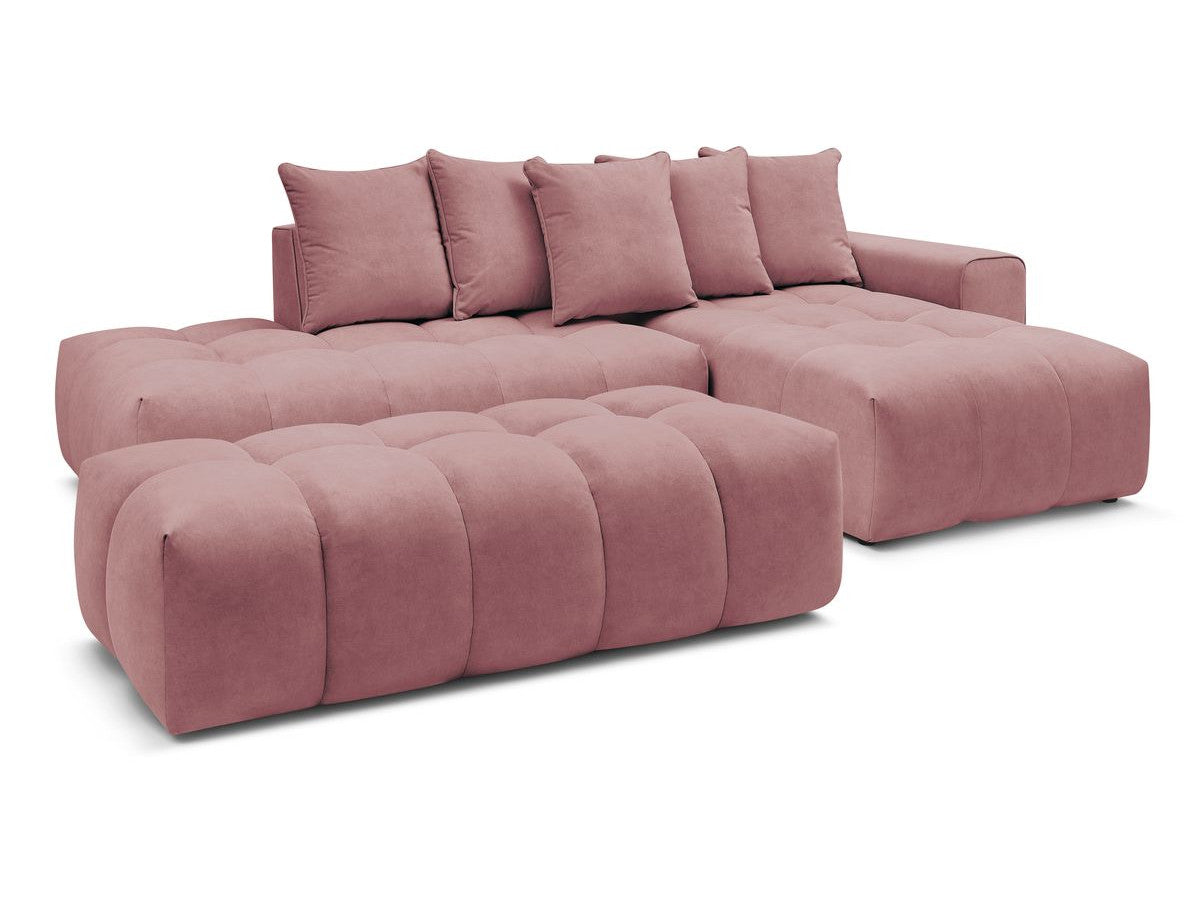 Canapé d'angle fixe MONT-BLANC velours avec pouf Angle droit