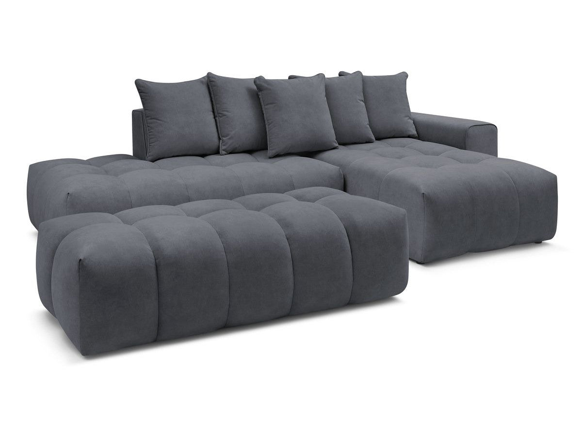 Canapé d'angle fixe MONT-BLANC velours avec pouf Angle droit