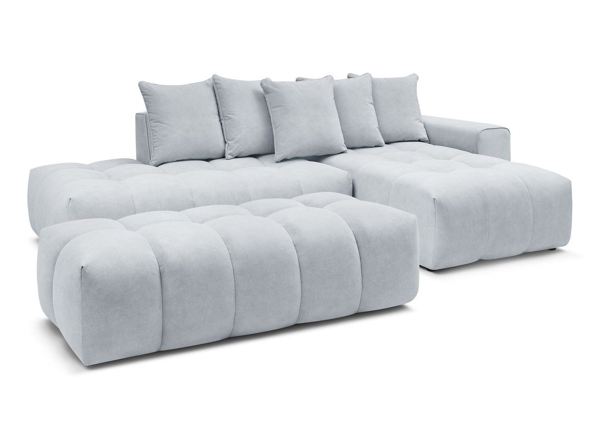 Canapé d'angle fixe MONT-BLANC velours avec pouf Angle droit