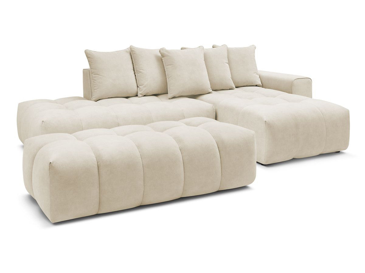 Canapé d'angle fixe MONT-BLANC velours avec pouf Angle droit