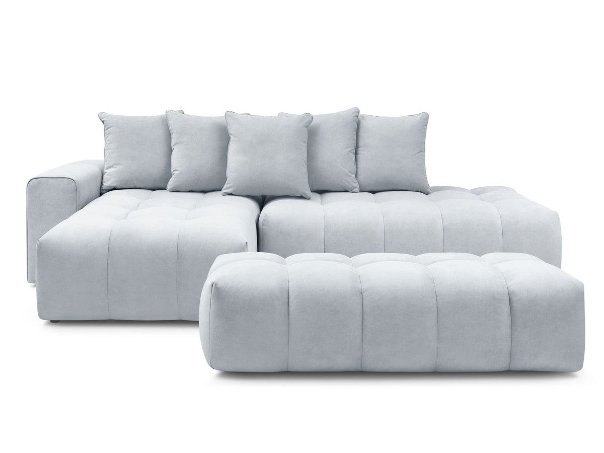Canapé d'angle fixe MONT-BLANC velours avec pouf Angle gauche