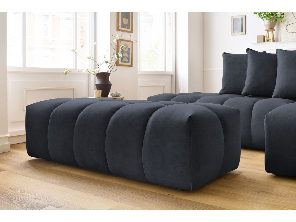 Canapé d'angle fixe MONT-BLANC velours avec pouf Angle droit