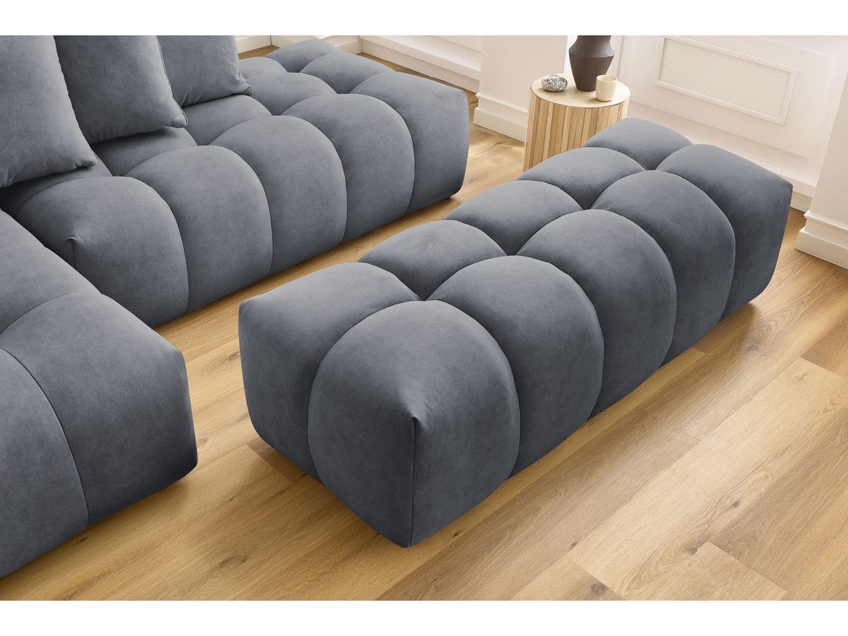 Canapé d'angle fixe MONT-BLANC velours avec pouf Angle gauche