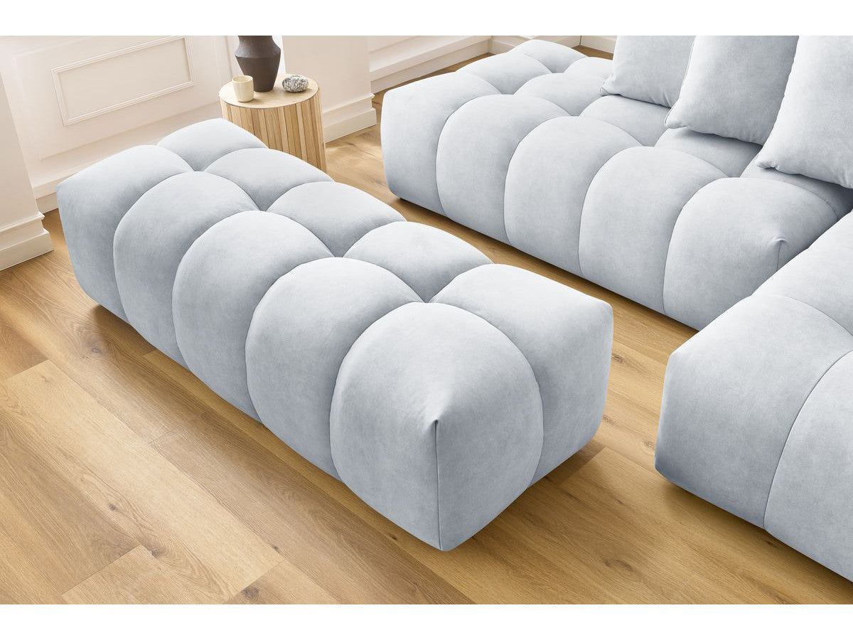 Canapé d'angle fixe MONT-BLANC velours avec pouf Angle droit