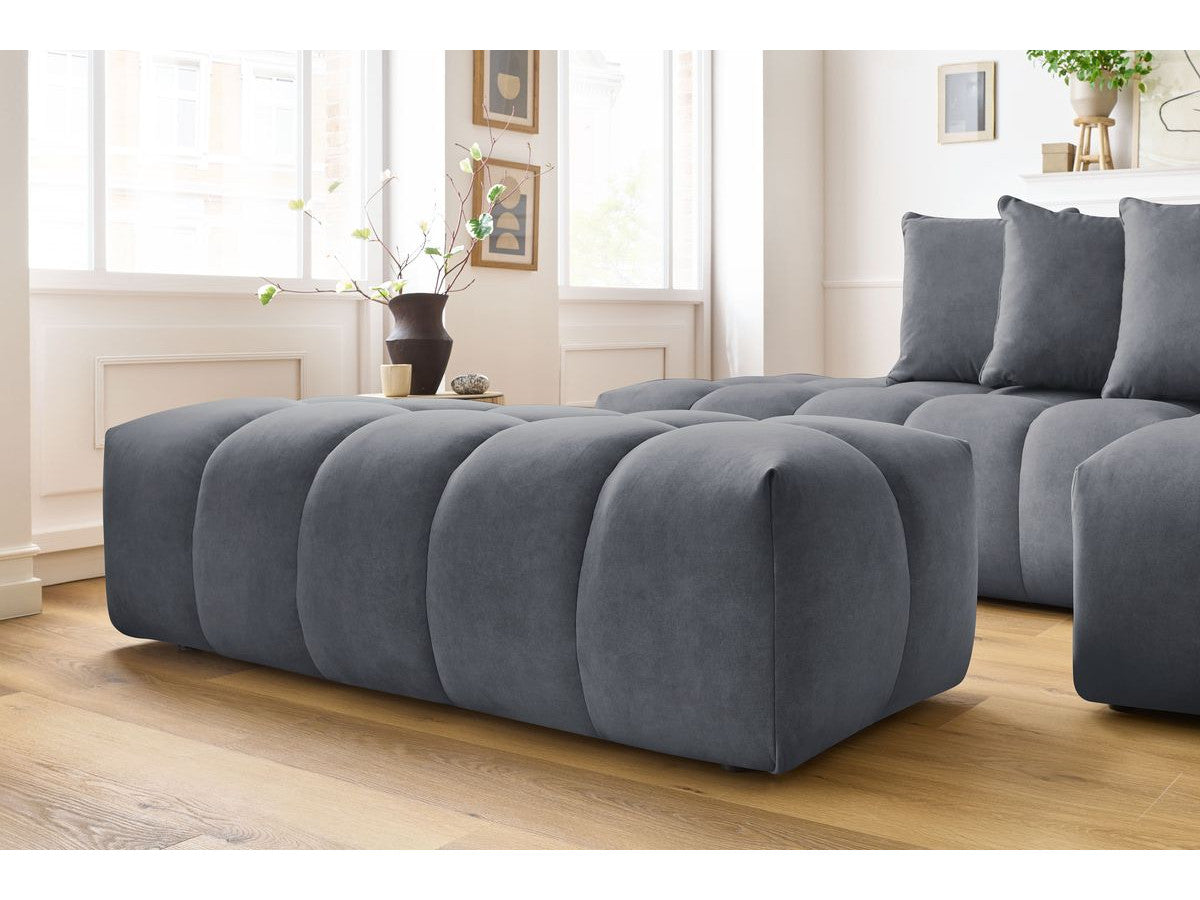 Canapé d'angle fixe MONT-BLANC velours avec pouf Angle droit