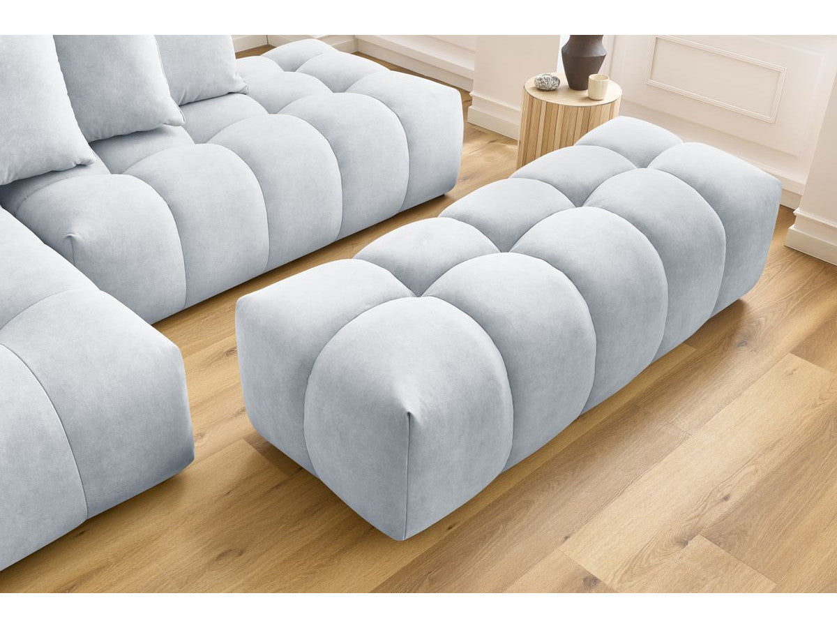 Canapé d'angle fixe MONT-BLANC velours avec pouf Angle gauche