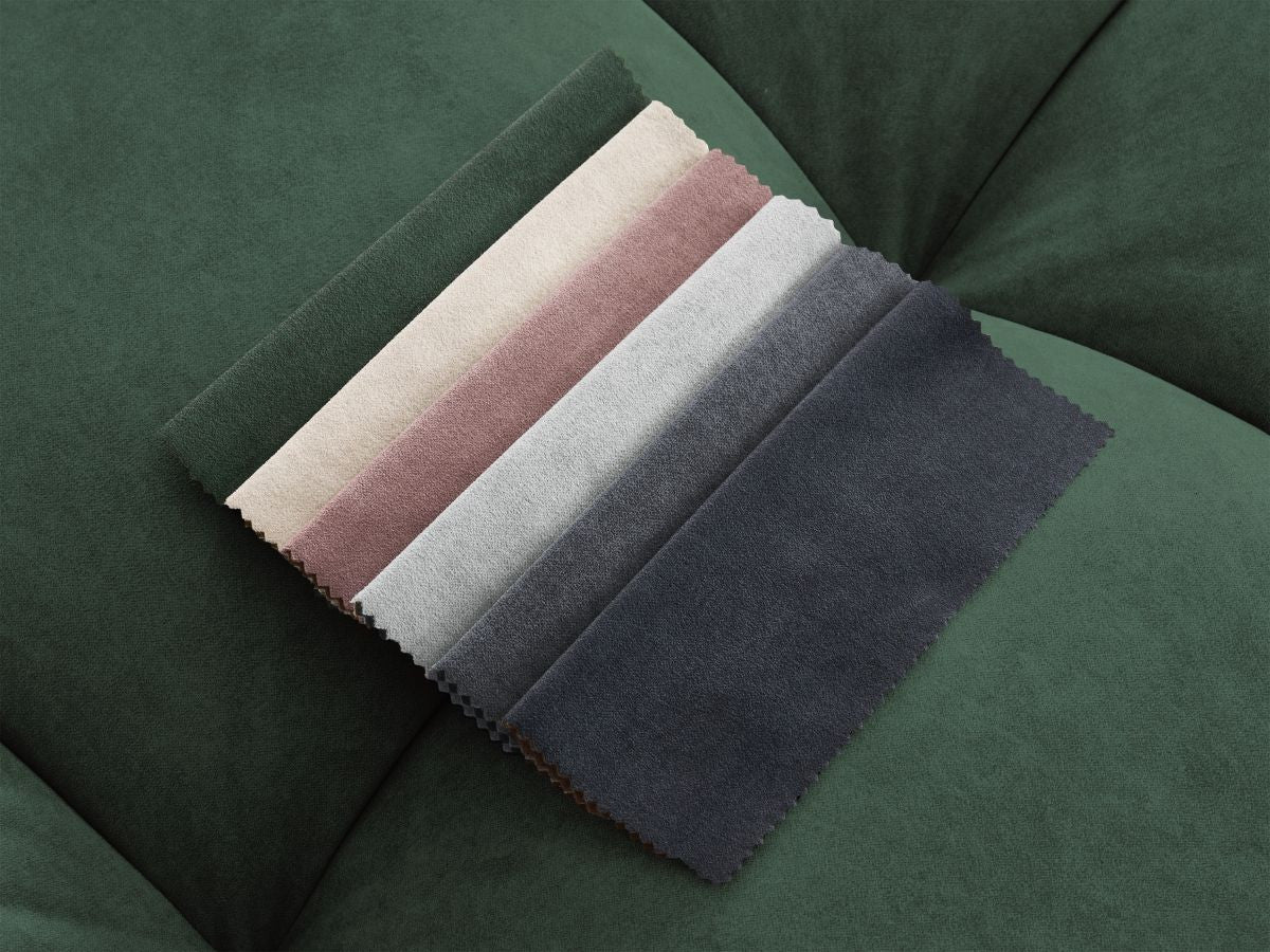 Canapé d'angle fixe MONT-BLANC velours avec pouf Angle droit
