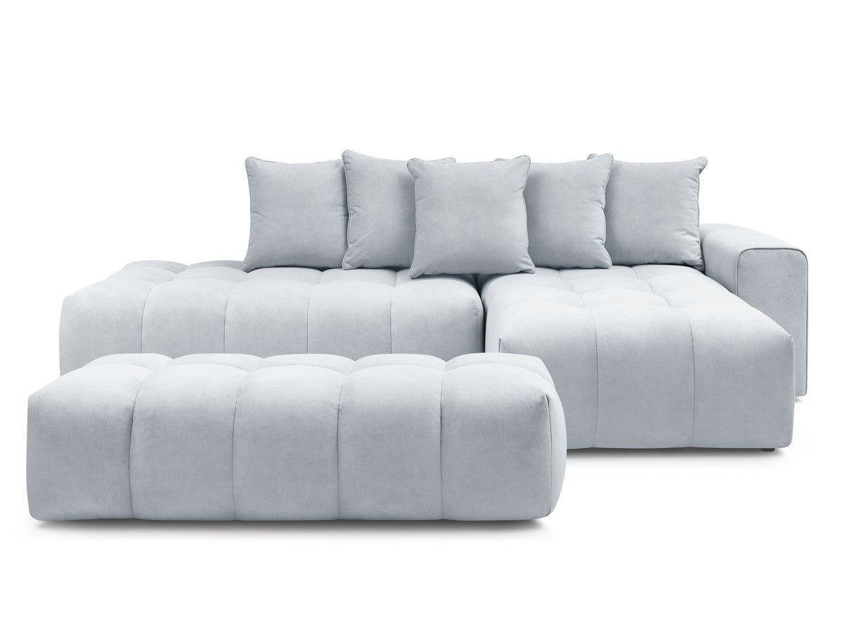Canapé d'angle fixe MONT-BLANC velours avec pouf Angle droit
