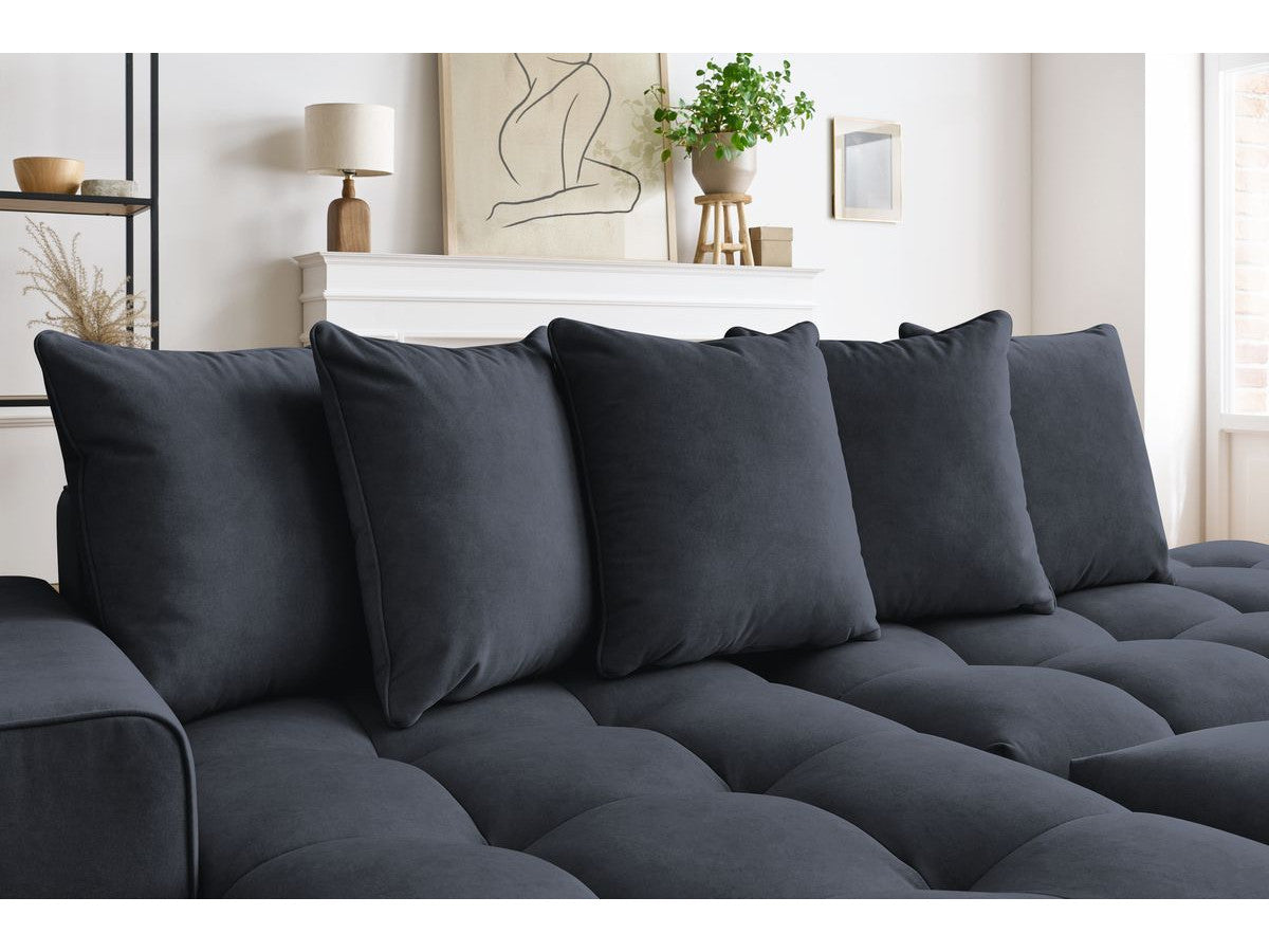 Canapé d'angle fixe MONT-BLANC velours avec pouf Angle gauche