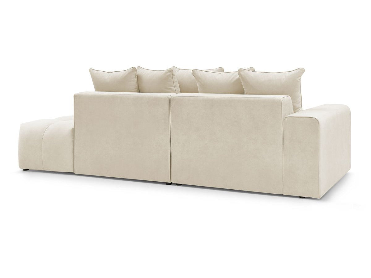 Canapé d'angle fixe MONT-BLANC velours avec pouf Angle gauche