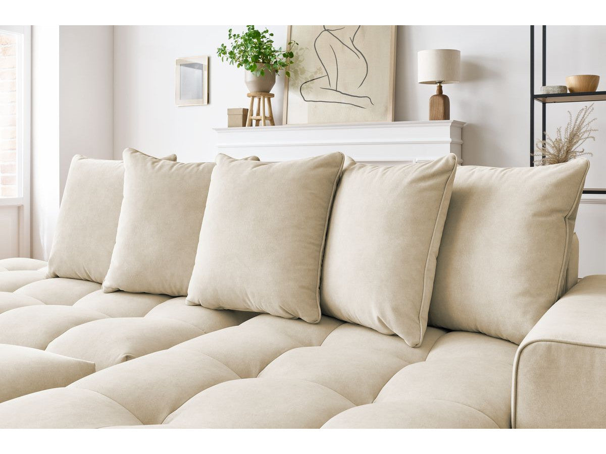 Canapé d'angle fixe MONT-BLANC velours avec pouf Angle droit