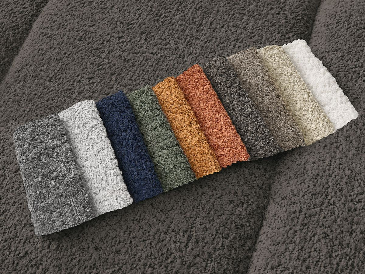 Canapé d'angle fixe PAMIRA tissu bouclette - Angle gauche