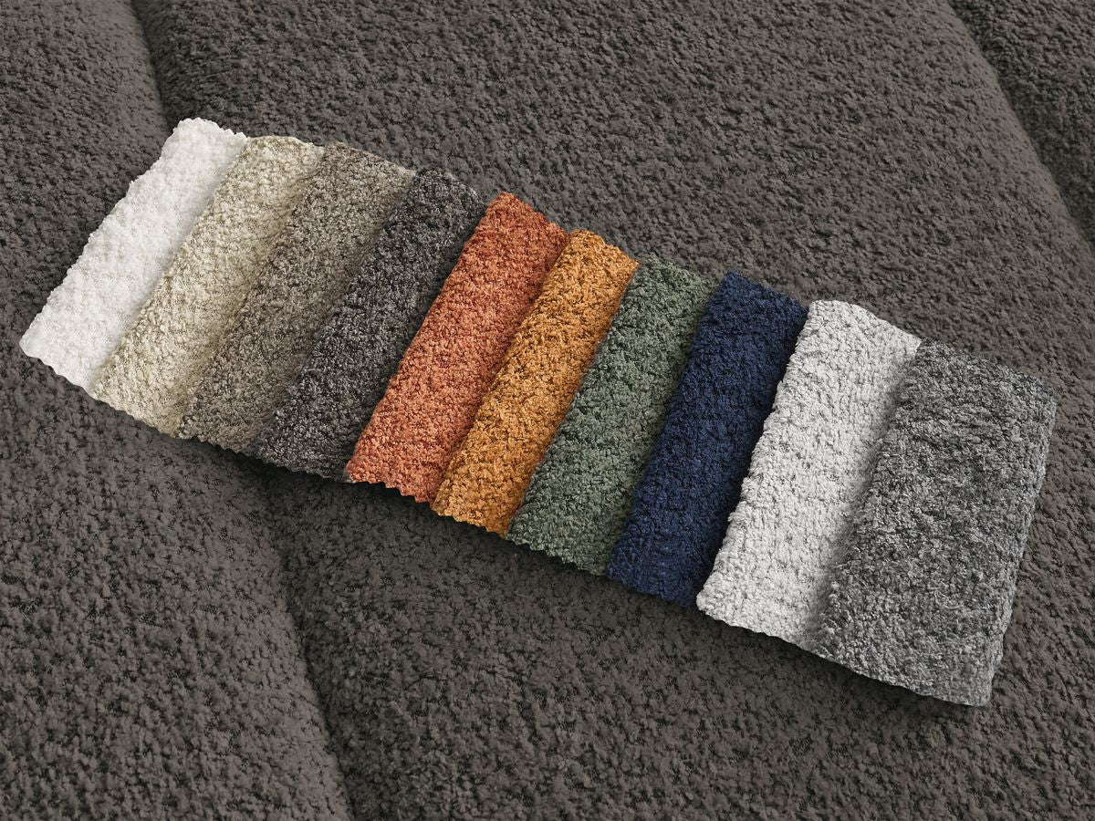 Canapé d'angle fixe PAMIRA tissu bouclette - Angle droit
