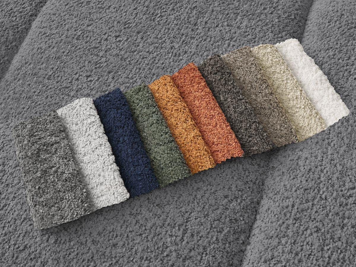Canapé d'angle fixe PAMIRA tissu bouclette - Angle gauche