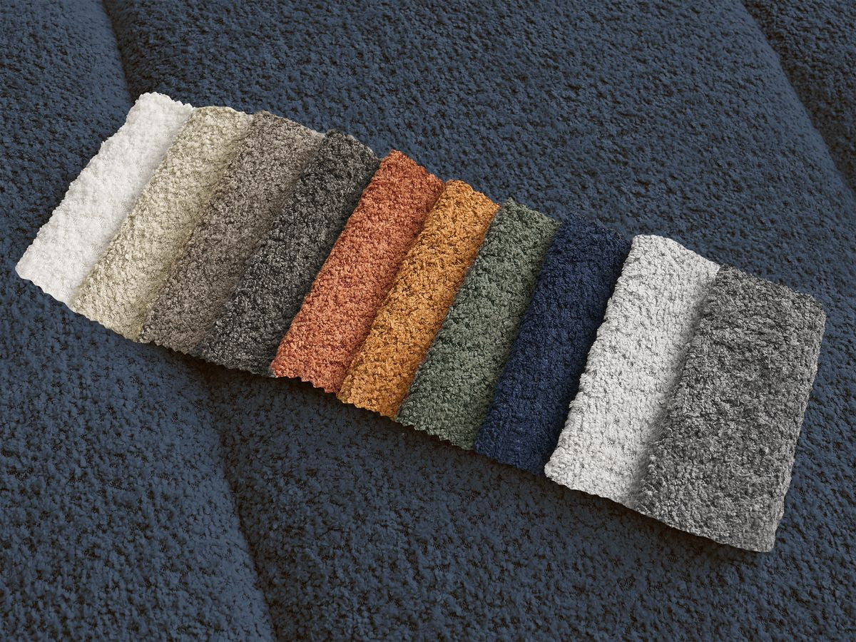 Canapé d'angle fixe PAMIRA tissu bouclette - Angle droit