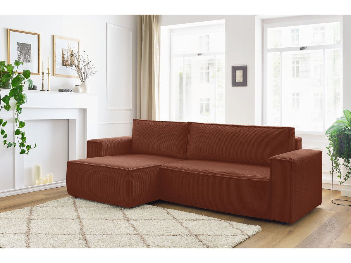 Canapé d'angle réversible convertible coffre NIHAD velours côtelé