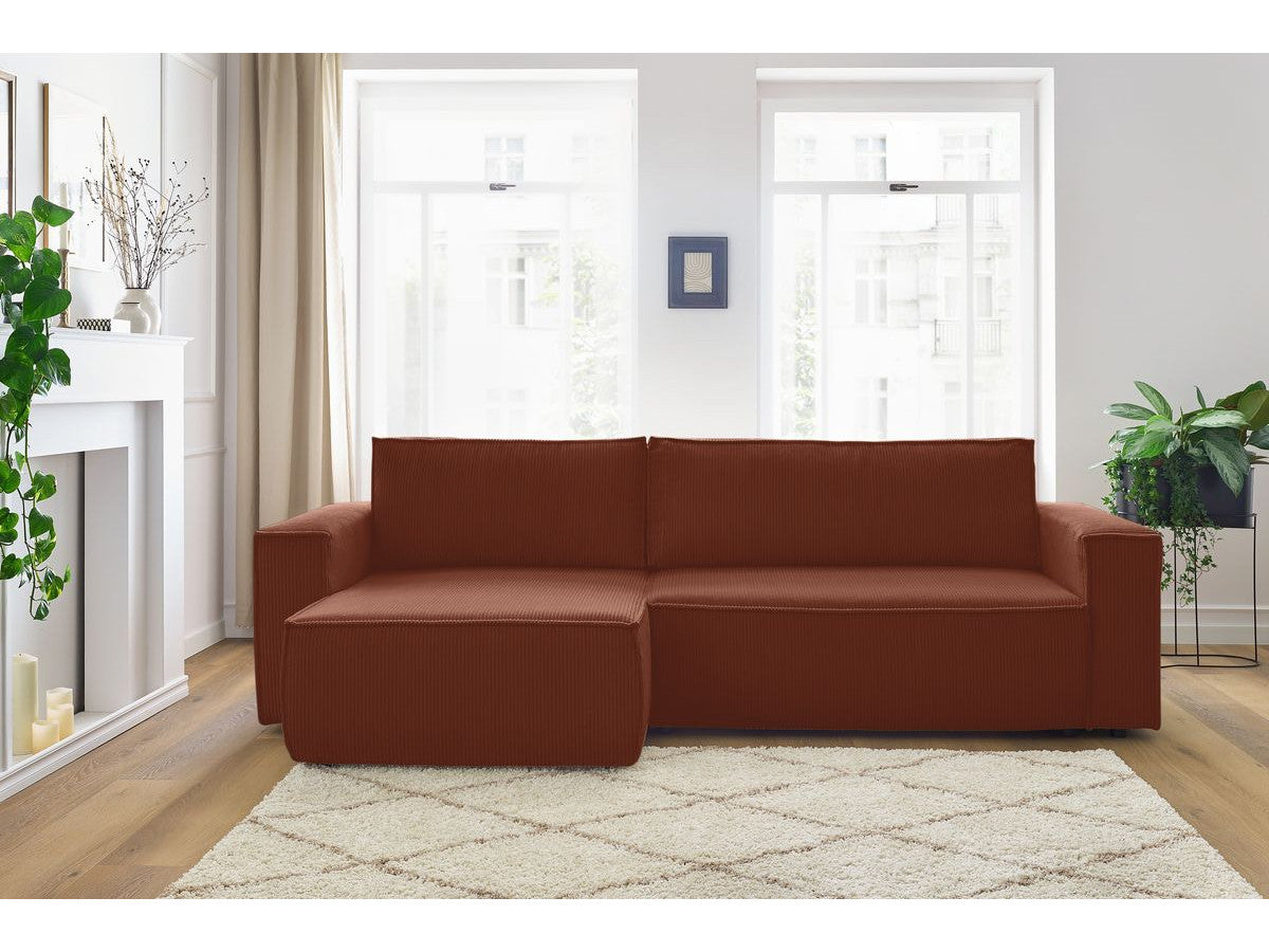 Canapé d'angle réversible convertible coffre NIHAD velours côtelé