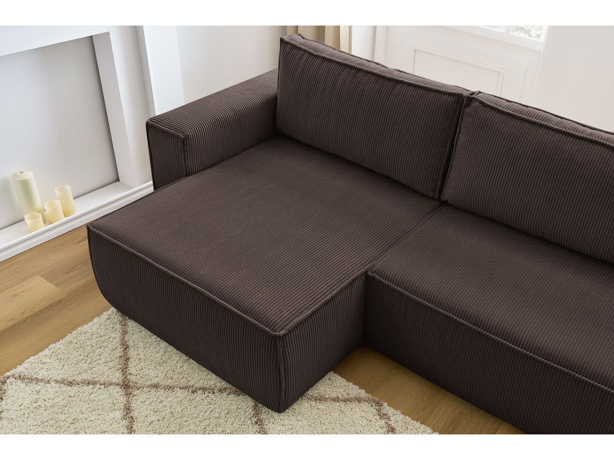 Canapé d'angle réversible convertible coffre NIHAD velours côtelé