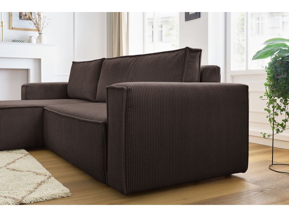 Canapé d'angle réversible convertible coffre NIHAD velours côtelé