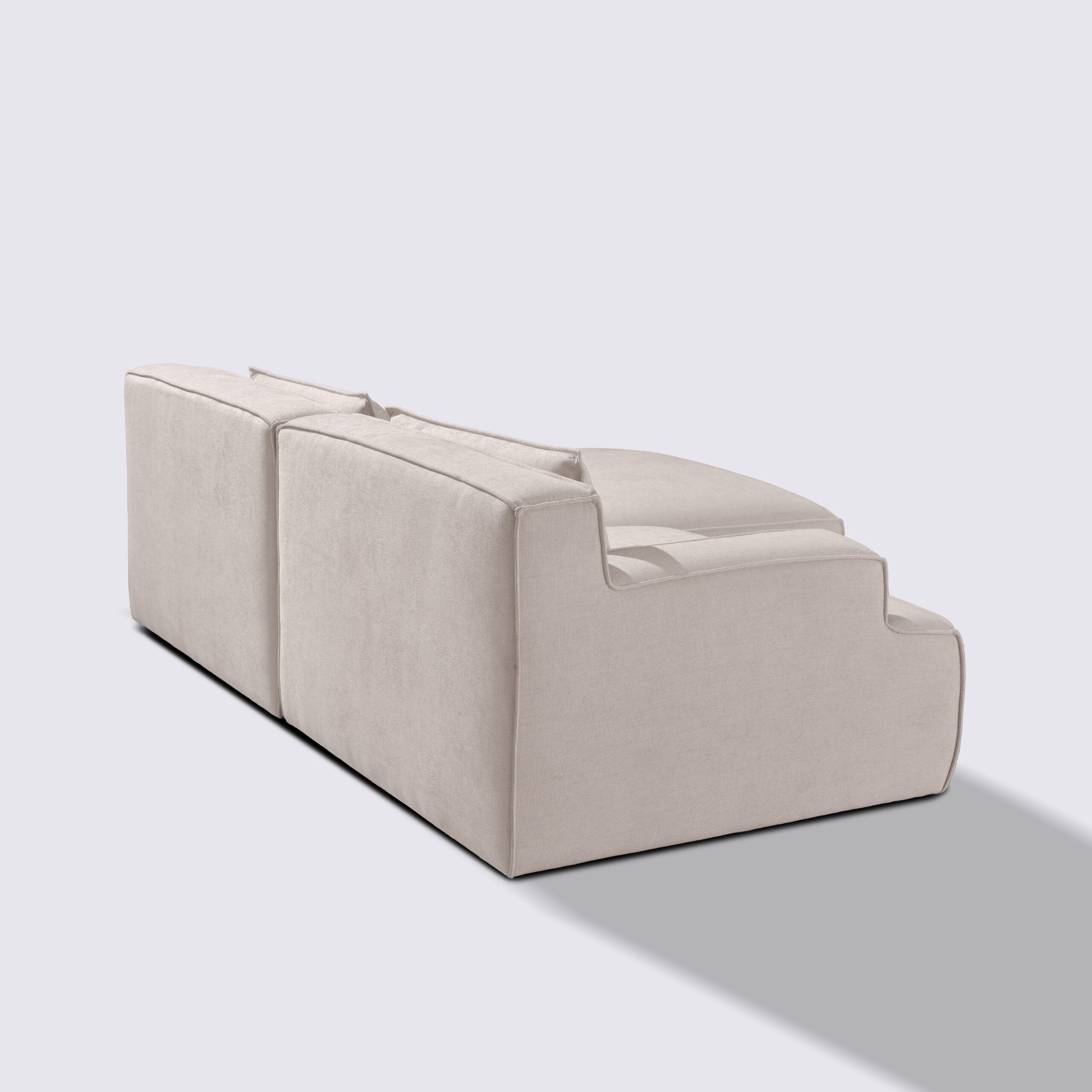 Canapé d'angle droit modulable 3 places en tissu crème – Lorenzo