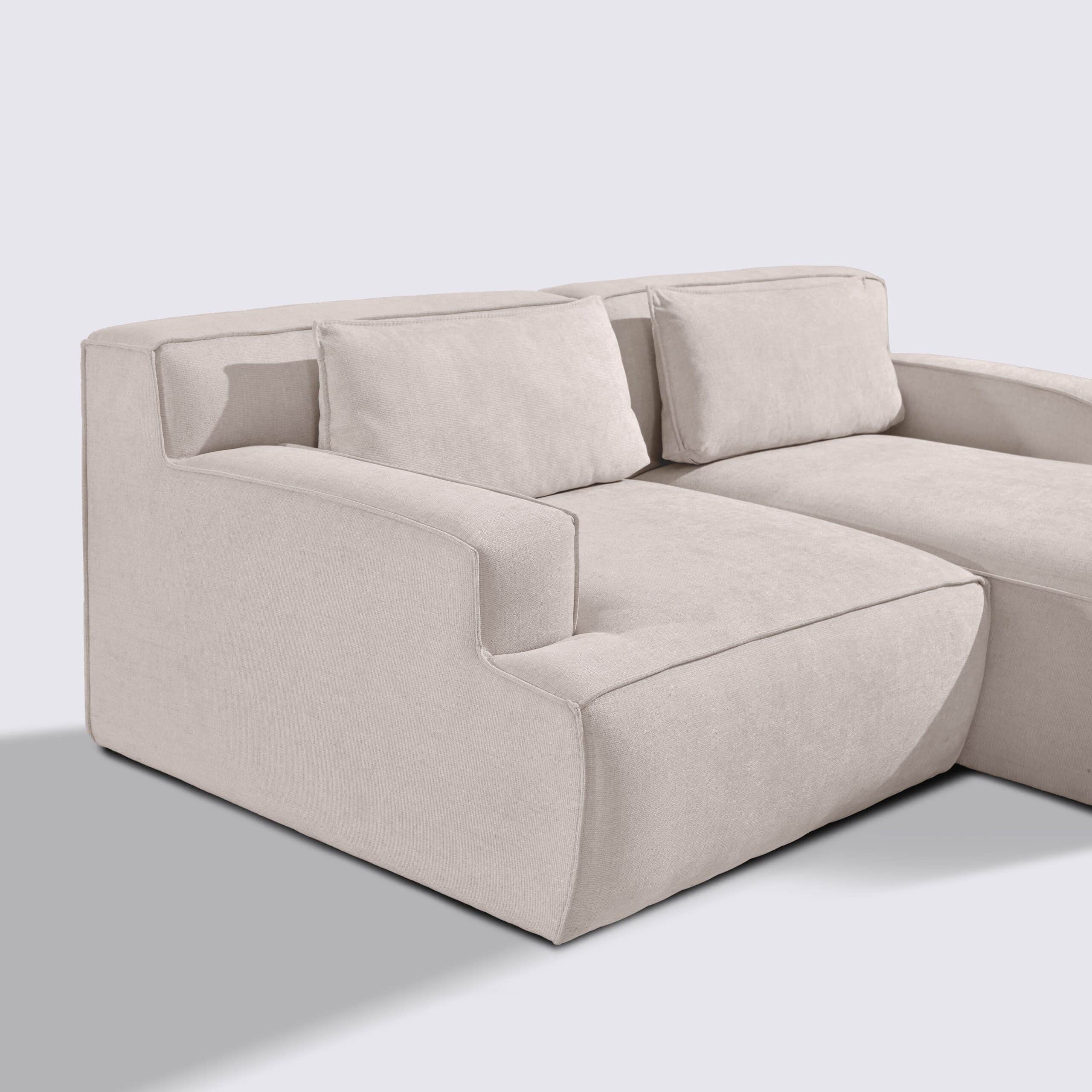 Canapé d'angle droit modulable 3 places en tissu crème – Lorenzo