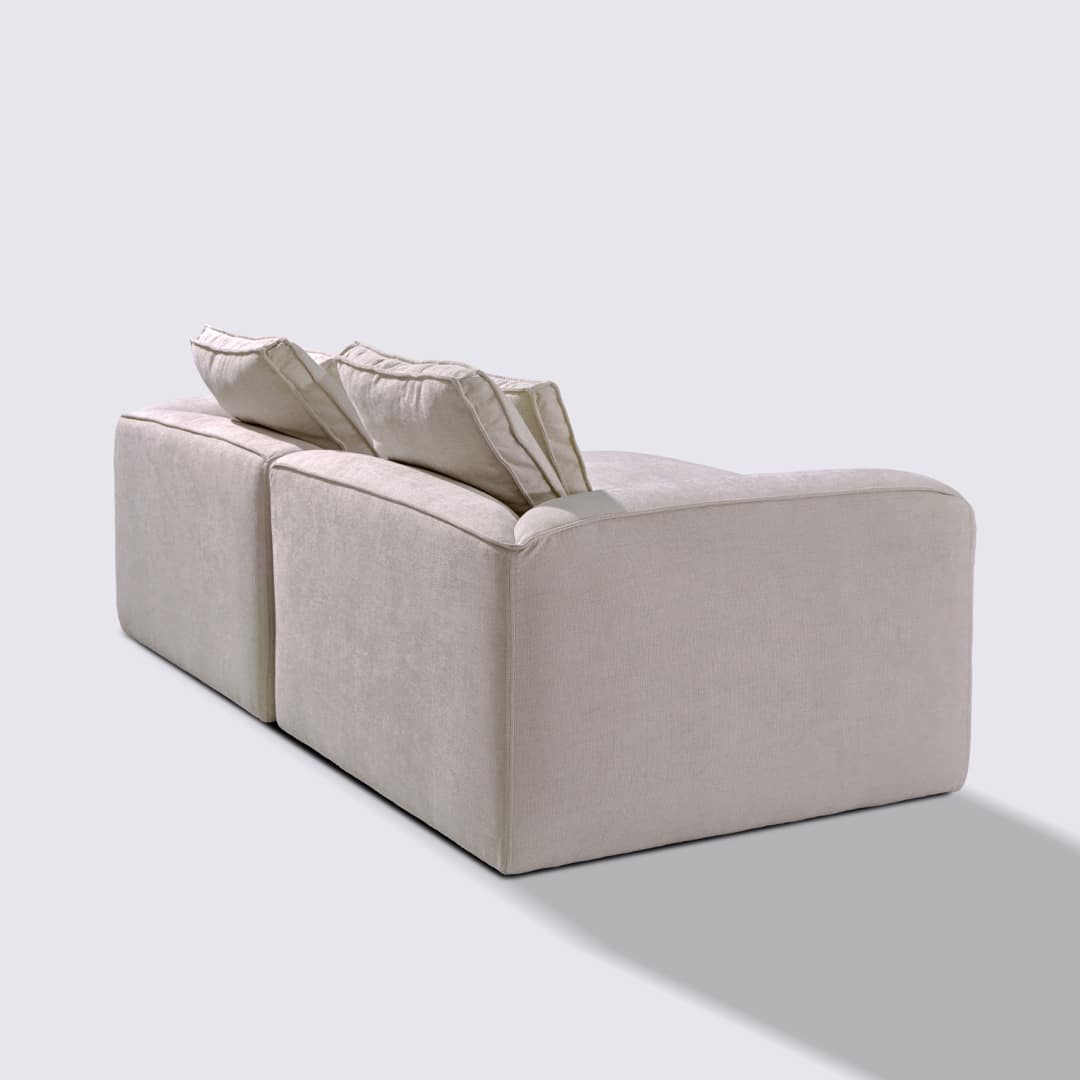 Canapé d'angle gauche modulable 3 places en tissu crème – Marbellia