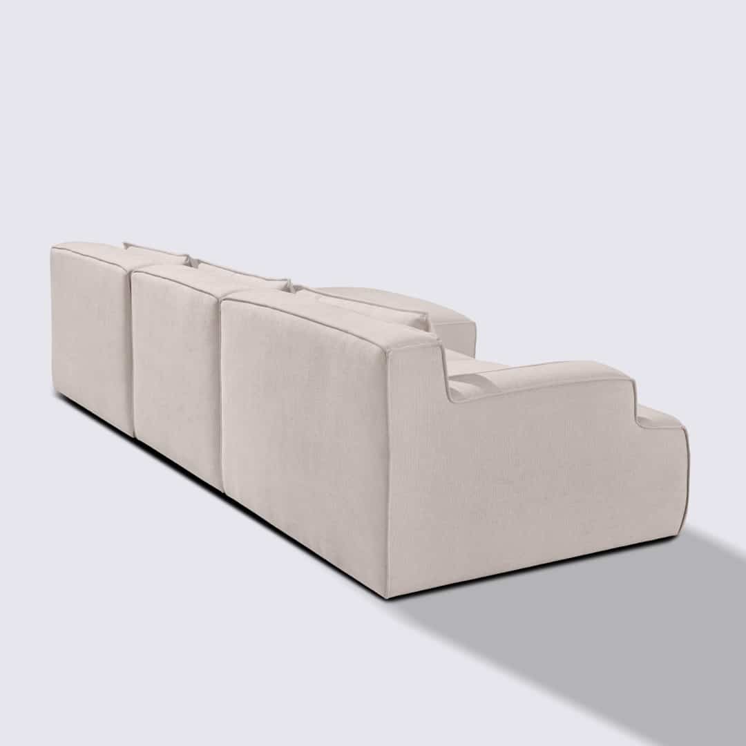 Canapé d'angle droit modulable 4 places en tissu crème – Lorenzo
