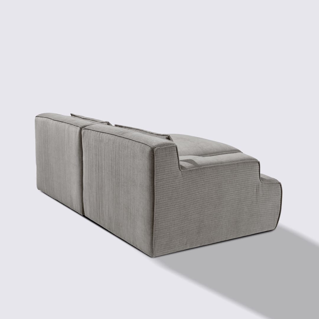 Canapé d'angle droit modulable 3 places en velours côtelé gris clair – Lorenzo