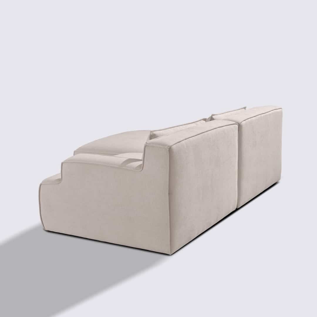 Canapé d'angle gauche modulable 3 places en tissu crème – Lorenzo