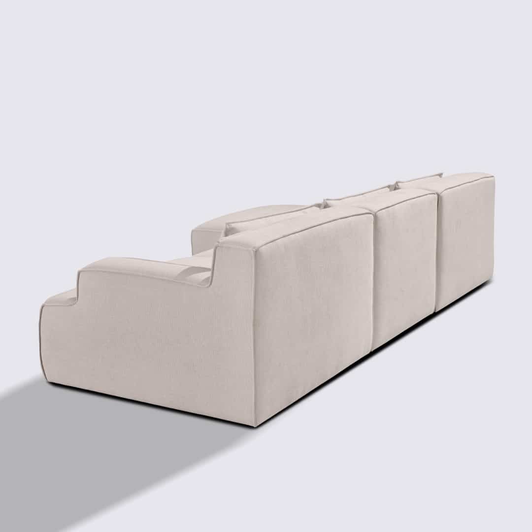 Canapé d'angle gauche modulable 4 places en tissu crème – Lorenzo