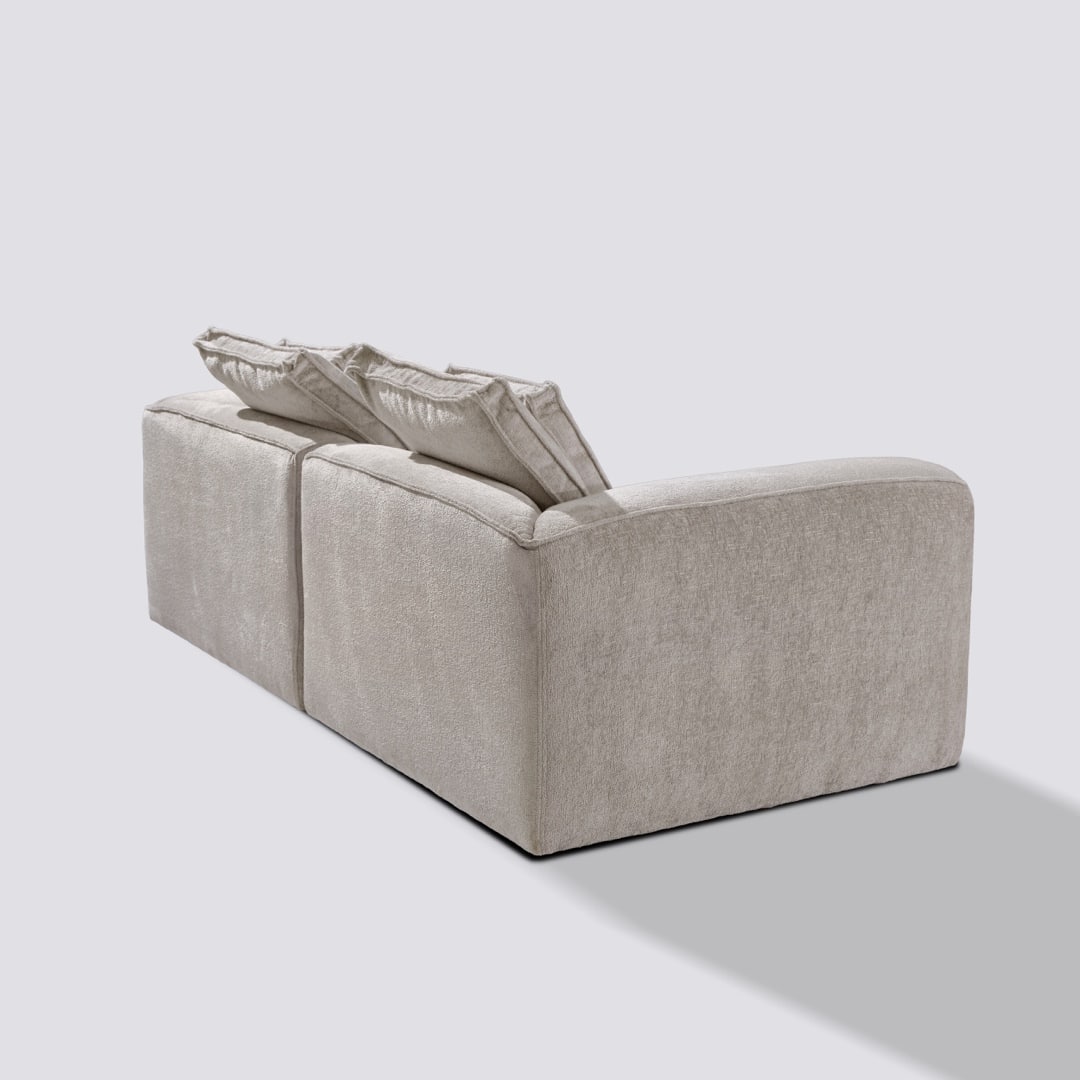 Canapé droit modulable 3 places en velours texturé taupe – Marbellia