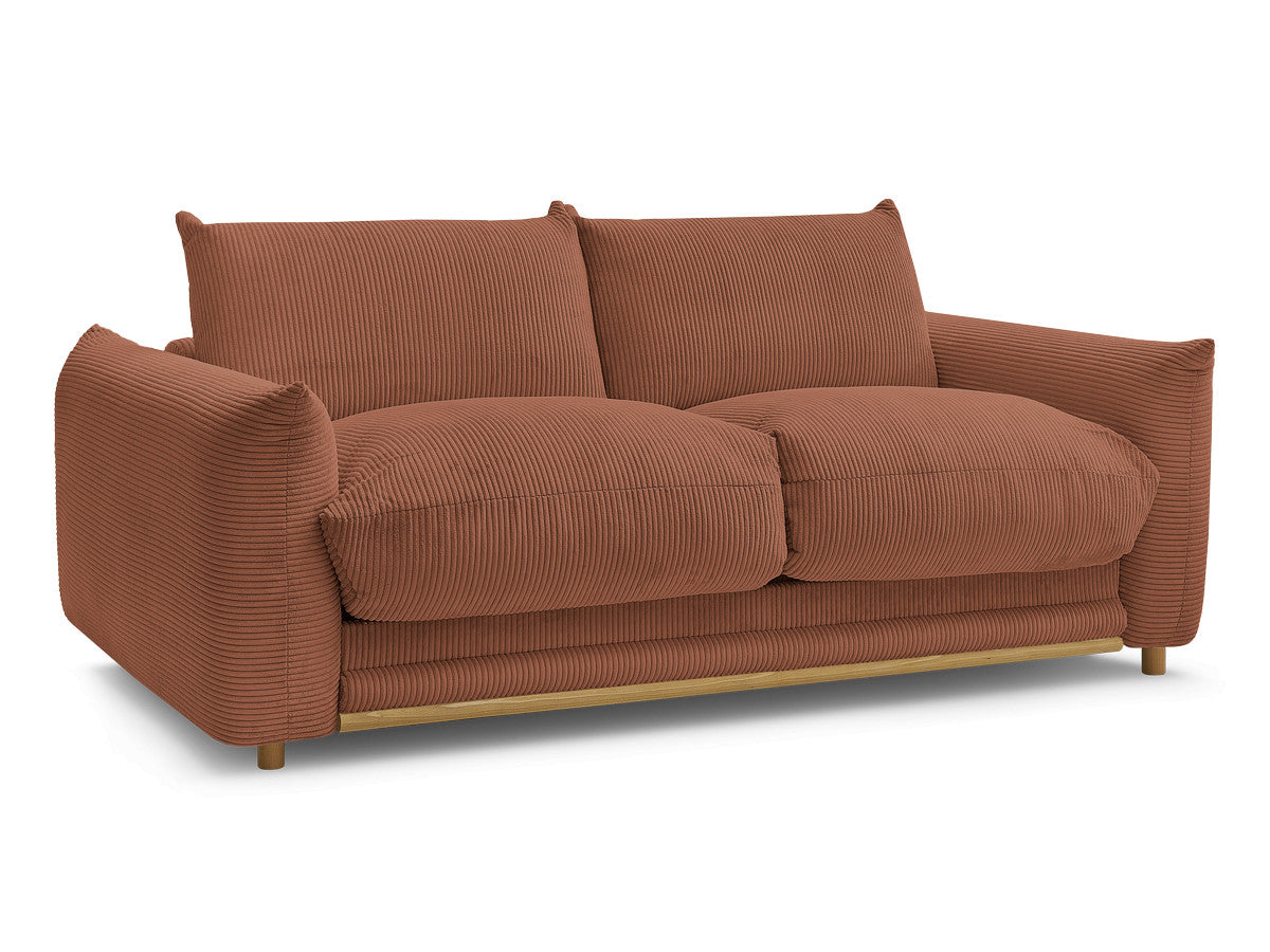 Canapé droit convertible 3 places ERNEST tissu velours côtelé - 160x190