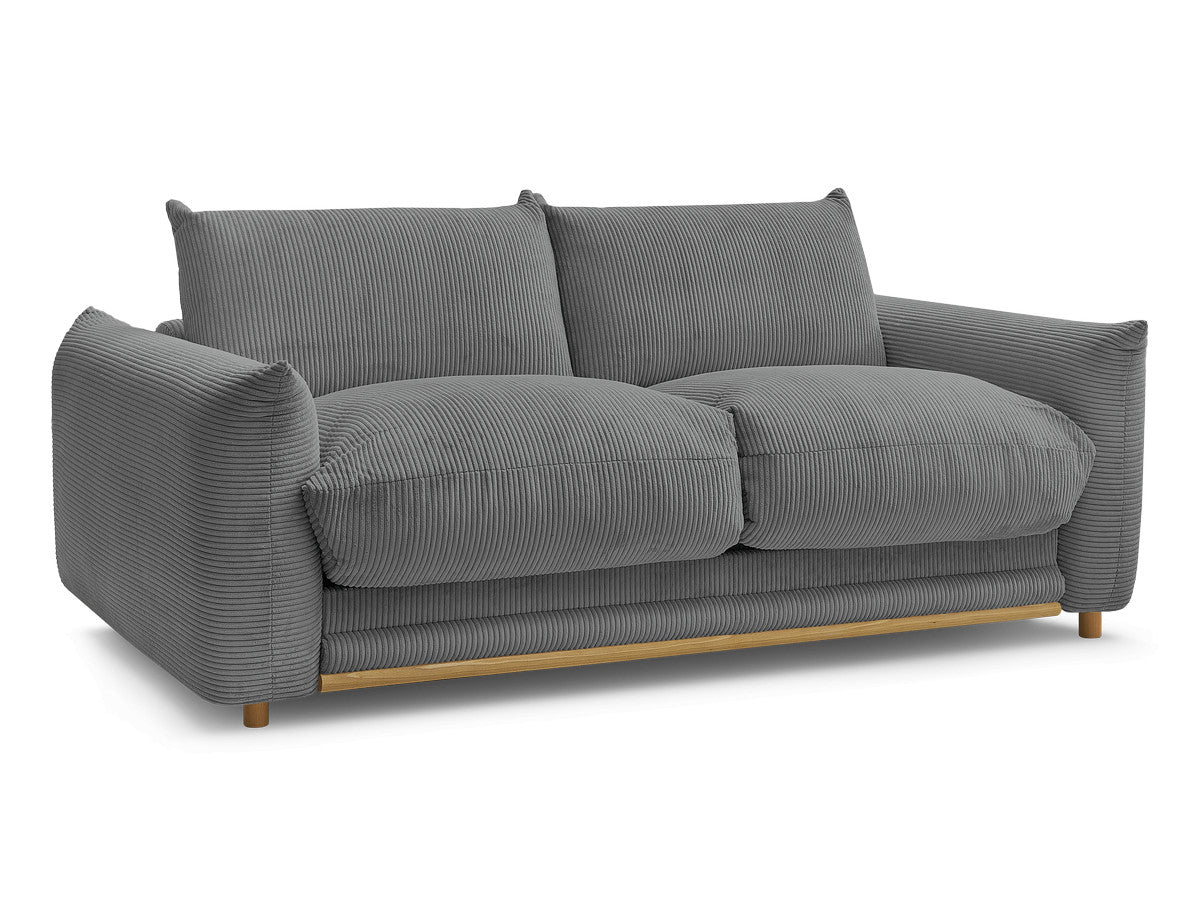 Canapé droit convertible 3 places ERNEST tissu velours côtelé - 160x190