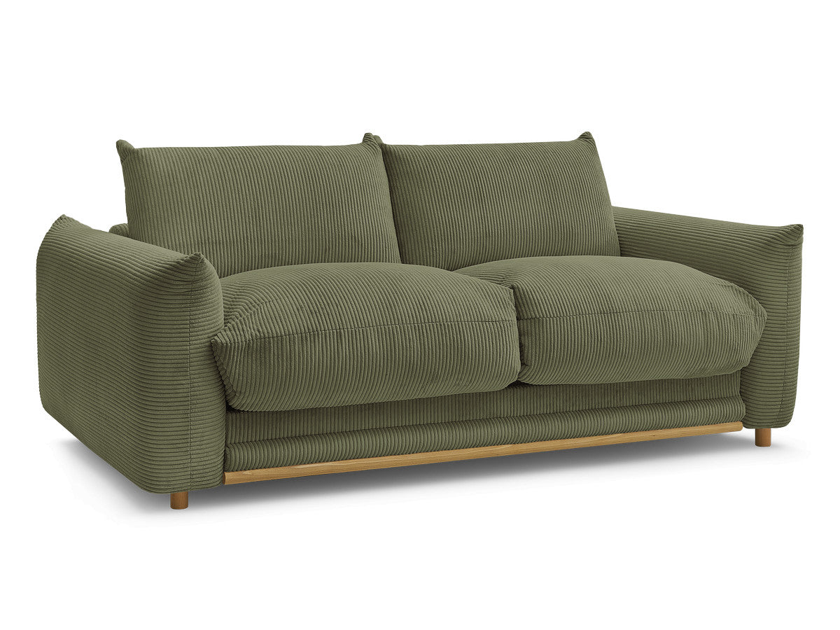 Canapé droit convertible 3 places ERNEST tissu velours côtelé - 140x190