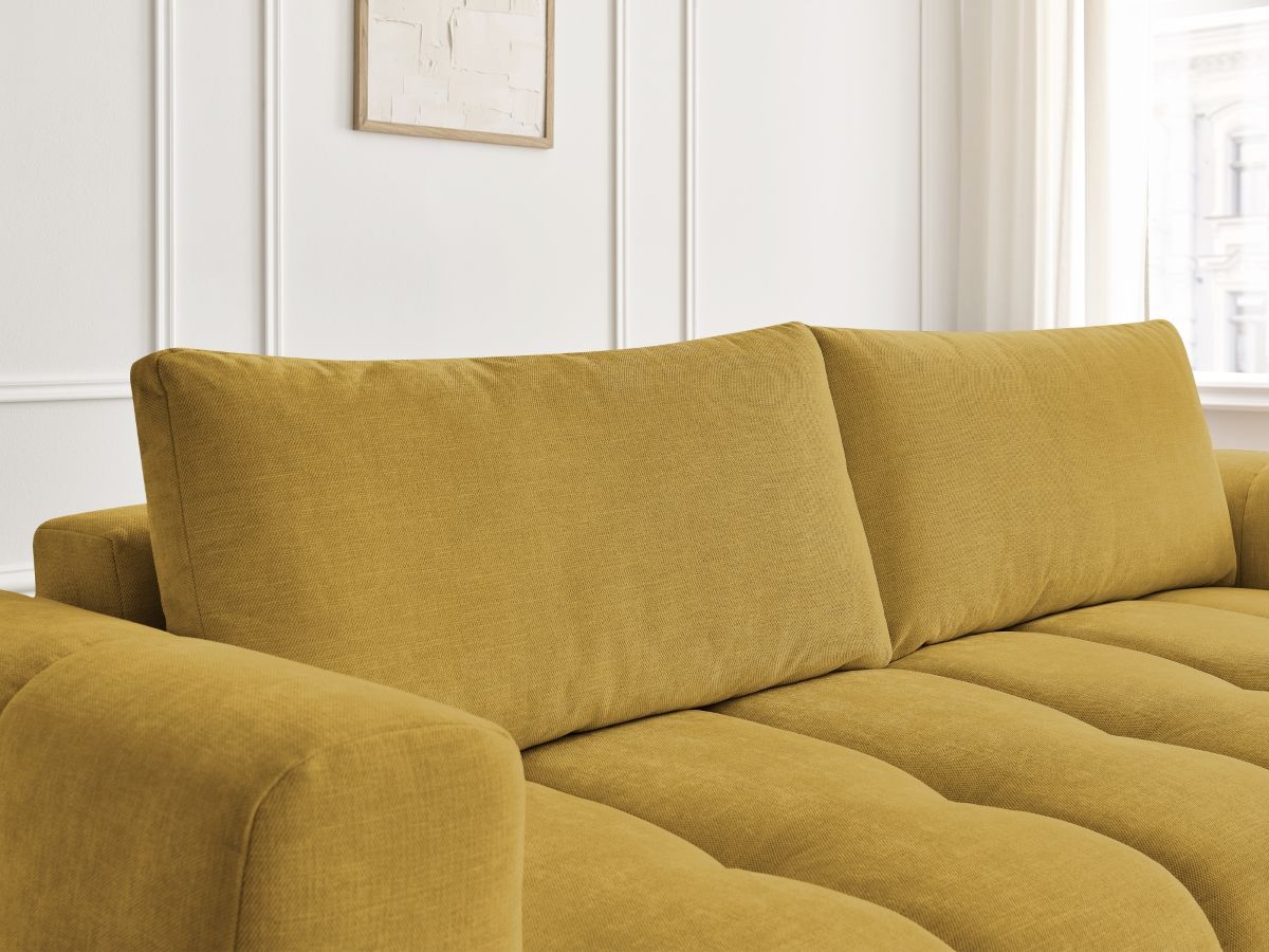 Canapé droit convertible 3 places FUJI tissu lisse avec pouf