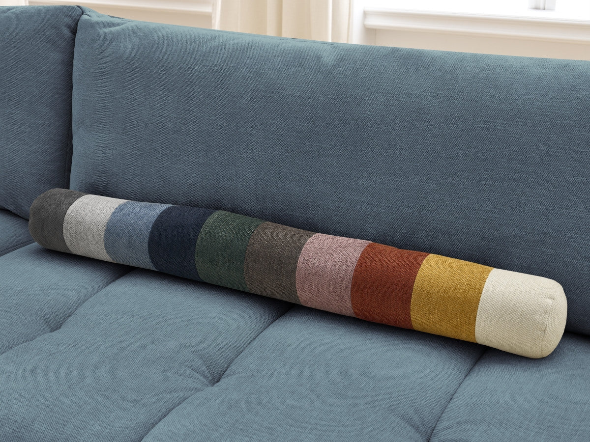 Canapé droit convertible 3 places FUJI tissu lisse avec pouf