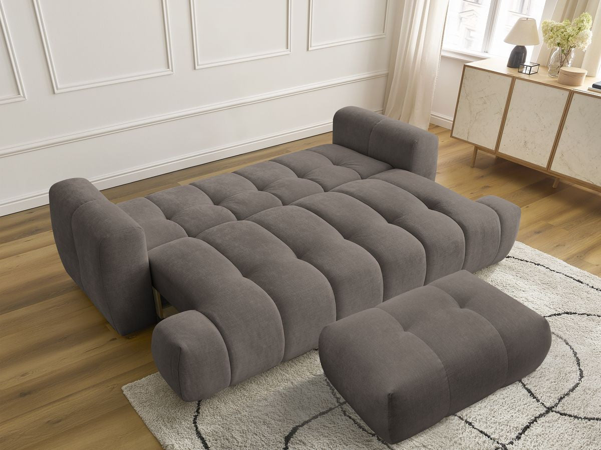 Canapé droit convertible 3 places FUJI tissu lisse avec pouf