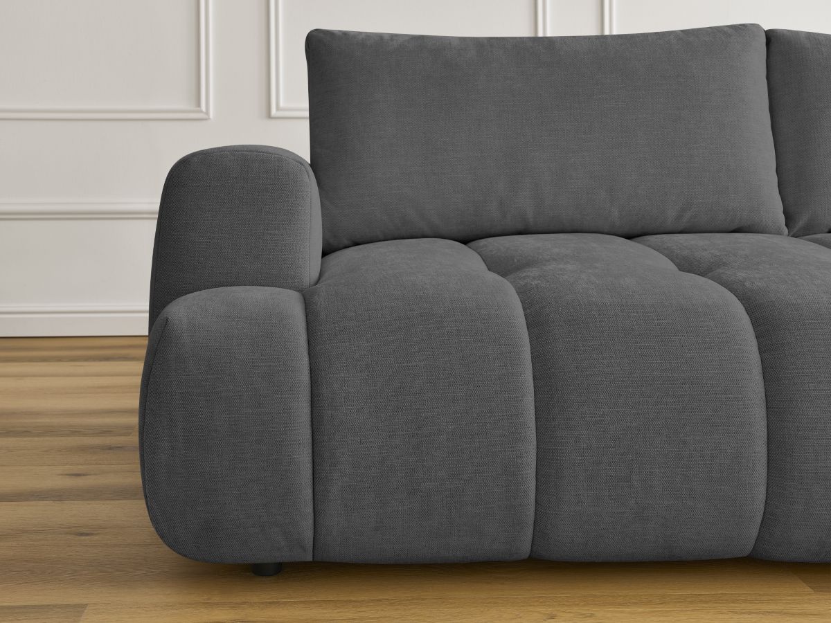 Canapé droit convertible 3 places FUJI tissu lisse avec pouf