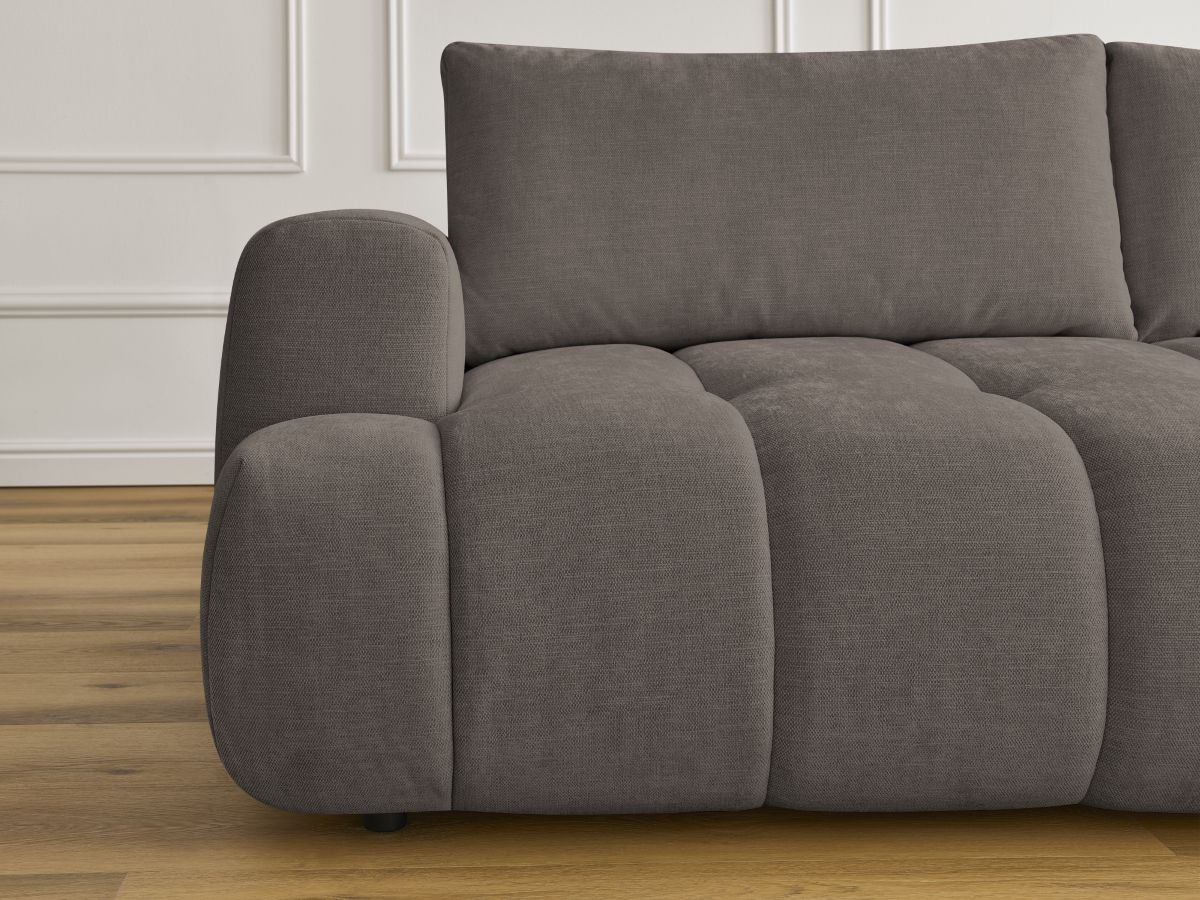 Canapé droit convertible 3 places FUJI tissu lisse avec pouf