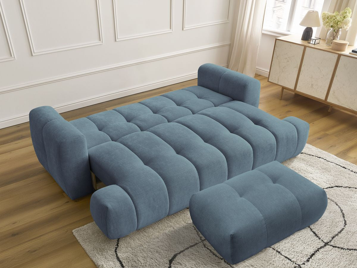 Canapé droit convertible 3 places FUJI tissu lisse avec pouf
