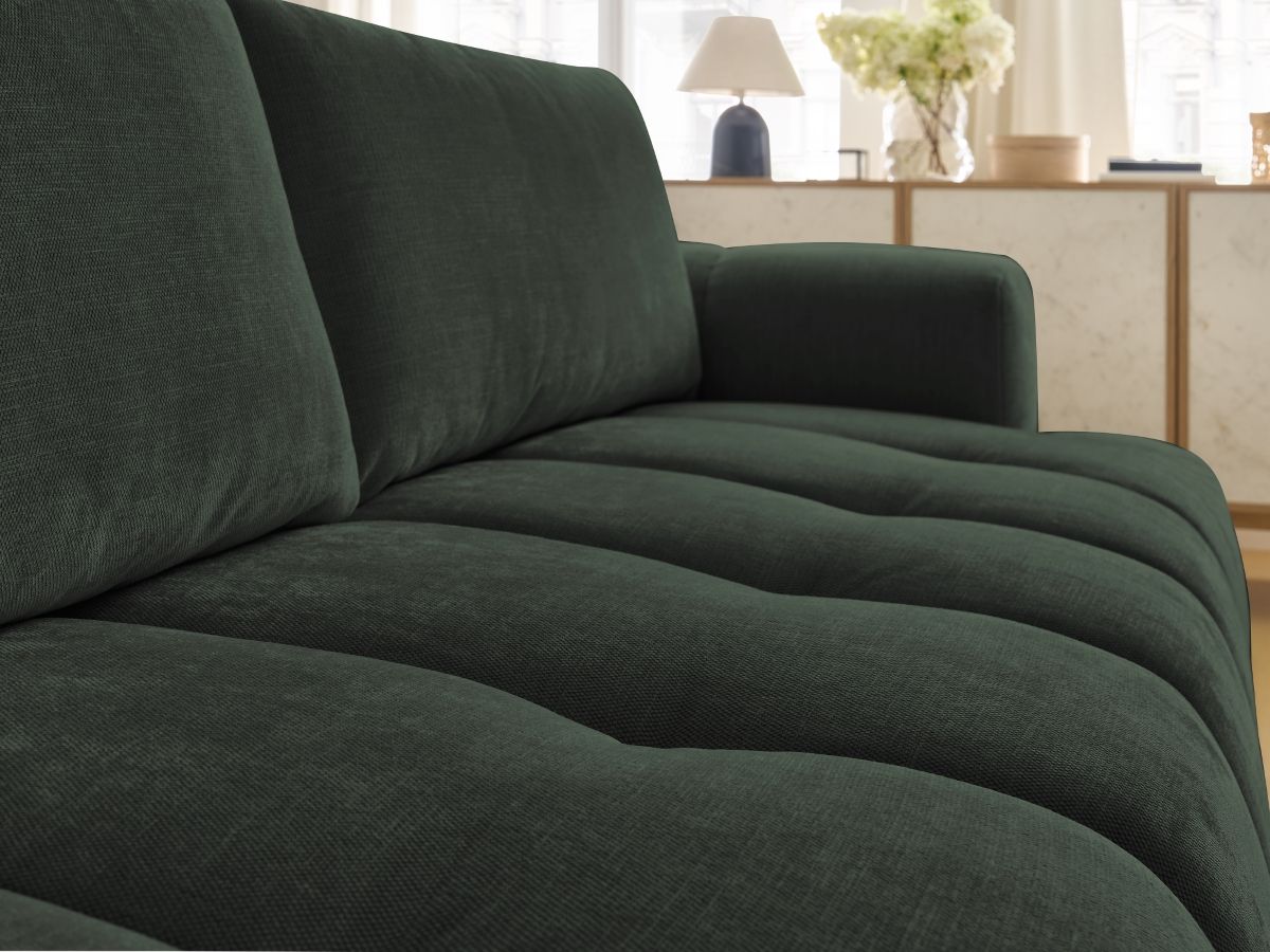 Canapé droit convertible 3 places FUJI tissu lisse avec pouf