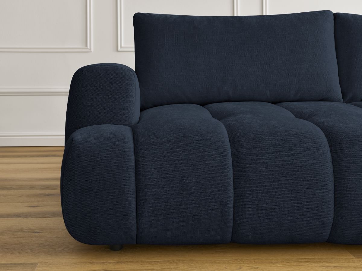 Canapé droit convertible 3 places FUJI tissu lisse avec pouf